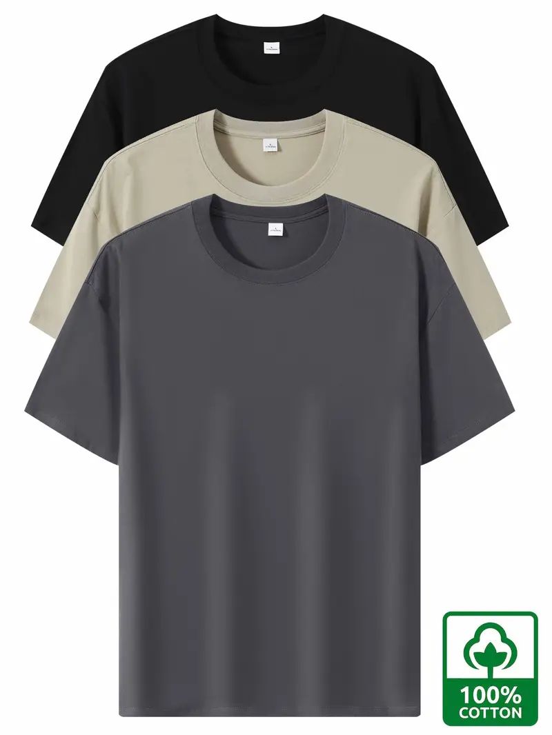Basic Cotton T-Shirt Bundle – Set of 3