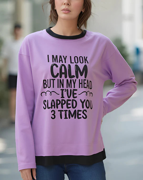 Purple Quote Full Sleeve T-Shirt