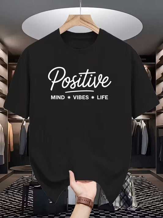 Positive White Print Graphic T-Shirt