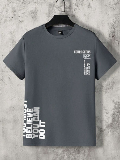 Courageous Motivational Graphic Tee – Beige Unisex T-Shirt