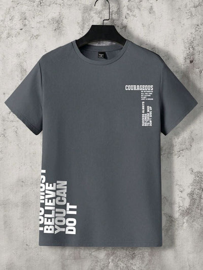 Courageous Motivational Graphic Tee – Beige Unisex T-Shirt