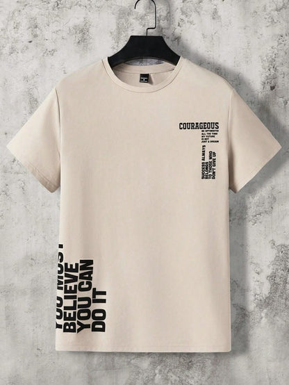 Courageous Motivational Graphic Tee – Beige Unisex T-Shirt