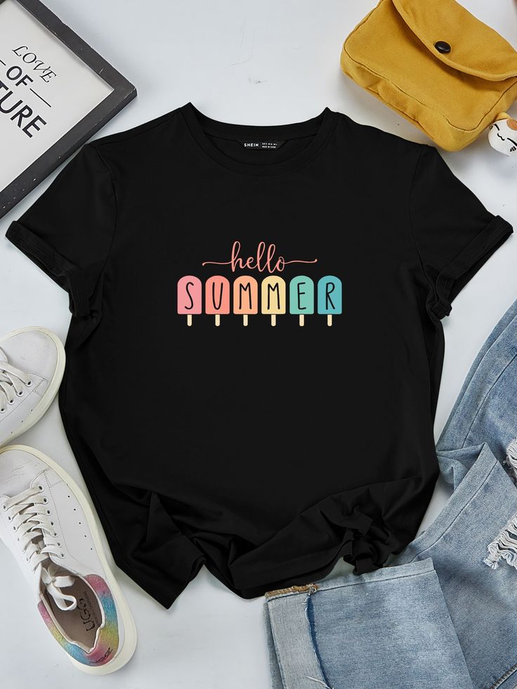 Women’s Rainbow Text Graphic T-Shirt