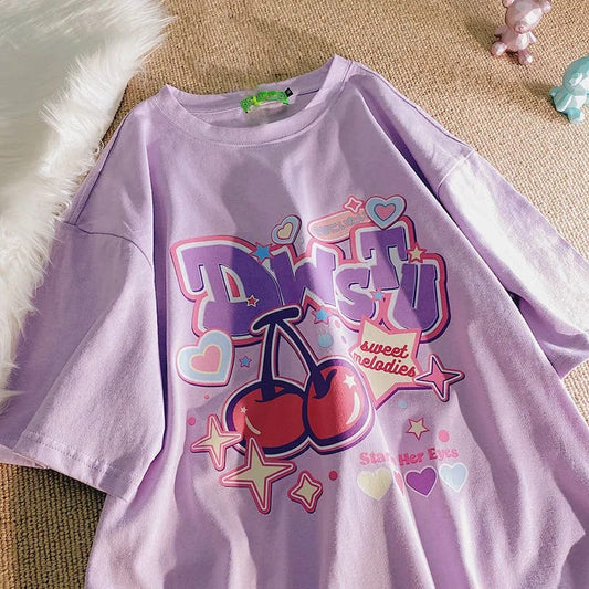 Cherry Graphic Oversized T-Shirt