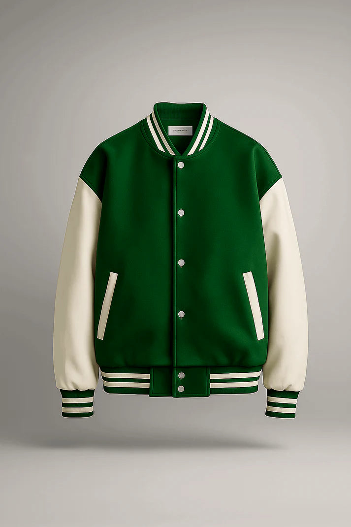 Green Baseball Varsity Jacket - Stylish