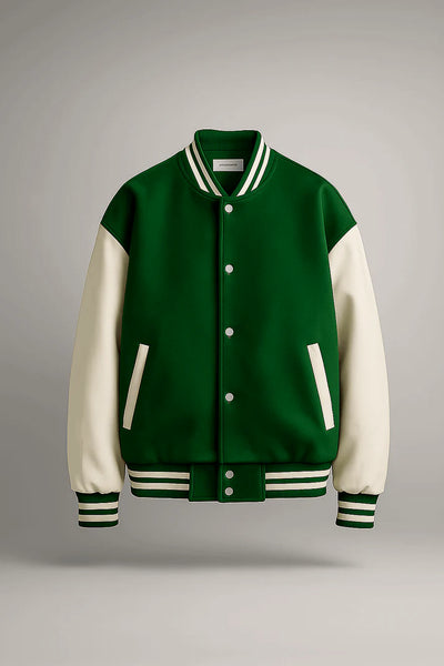 Green Baseball Varsity Jacket - Stylish
