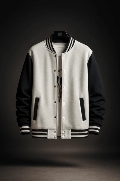 Zero Grey Baseball Jacket With Black Sleeves